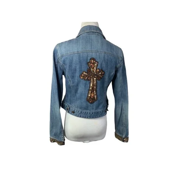 INC International Concepts Denim Jacket. Sz S. I Can Bling It! - Picture 2 of 4